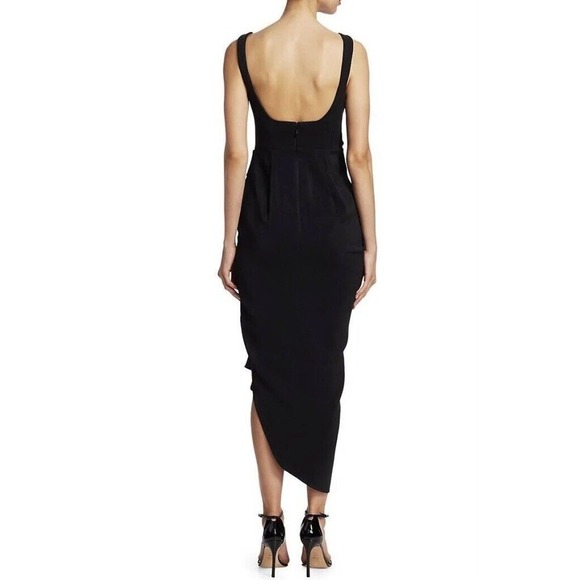 Acler Maine Draped Midi Dress Black Size US 4 New With Defects $450 - Picture 7 of 16